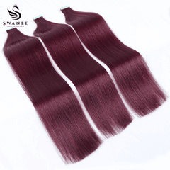 PU Tape In Hair Extensions 100% Remy Human Hair #99J Color