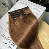 PU Clip Hair Extensions Straight Clip Hair Extensions Natural Brown #4