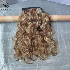 100% Human Hair Ponytail Extensions Body Wave #P4/27 Highlights