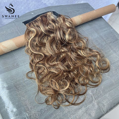 100% Human Hair Ponytail Extensions Body Wave #P4/27 Highlights