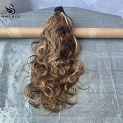 100% Human Hair Ponytail Extensions Body Wave #P4/27 Highlights