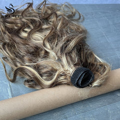 100% Human Hair Ponytail Extensions Body Wave #P4/27 Highlights