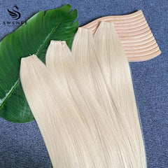 Genius Weft Hair Extensions 100% Remy Human Hair Light Blonde #60
