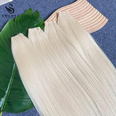 Genius Weft Hair Extensions 100% Remy Human Hair Light Blonde #60