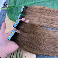PU Tape In Hair Extensions 100% Remy Human Hair #T1B/30 Color