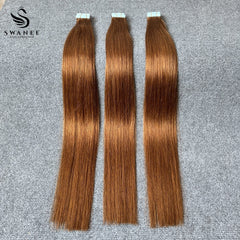 PU Tape In Hair Extensions 100% Remy Human Hair #30 Color
