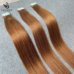 PU Tape In Hair Extensions 100% Remy Human Hair #30 Color