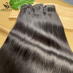 PU Clip Hair Extensions Straight Double Drawn Clip Hair Extensions Natural Black #1B
