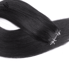 Genius Weft Hair Extensions 100% Remy Human Hair Natural Black #1B
