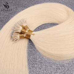 Nano Ring Hair Extensions 100% Remy Human Hair #60 Platinum Blonde