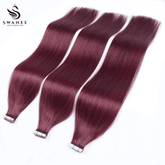 PU Tape In Hair Extensions 100% Remy Human Hair #99J Color