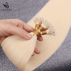 Nano Ring Hair Extensions 100% Remy Human Hair #60 Platinum Blonde