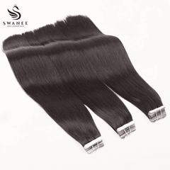 Slim PU Tape In Hair Extensions 100% Remy Human Hair Natural Black
