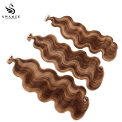 PU Tape In Hair Extensions Body Wave Double Drawn Tape In Hair 100% Virgin Hair Highlight #4/27