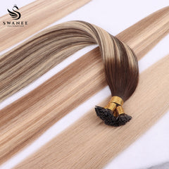 Flat Tip Pre Bonded Hair Extensions 100% Real Human Hair #2/18