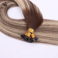 Flat Tip Pre Bonded Hair Extensions 100% Real Human Hair #2/18