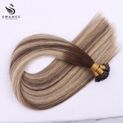 Flat Tip Pre Bonded Hair Extensions 100% Real Human Hair #2/18