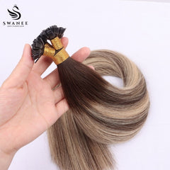 Flat Tip Pre Bonded Hair Extensions 100% Real Human Hair #2/18