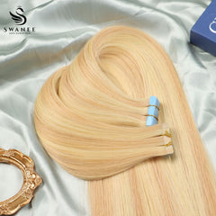 PU Tape In Hair Extensions 100% Remy Human Hair #P18/613 Color