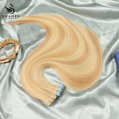 PU Tape In Hair Extensions 100% Remy Human Hair #P18/613 Color