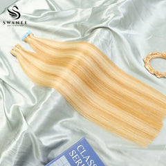 PU Tape In Hair Extensions 100% Remy Human Hair #P27/613 Color