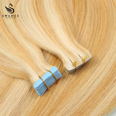 PU Tape In Hair Extensions 100% Remy Human Hair #P27/613 Color