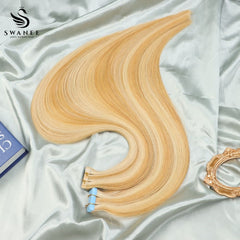PU Tape In Hair Extensions 100% Remy Human Hair #P27/613 Color