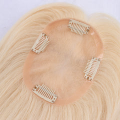 10x13cm Mono Base Human Hair Topper 25cm Hairpiece For Women Platinum Blonde #60