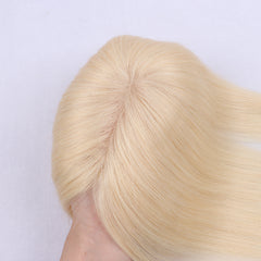 10x13cm Mono Base Human Hair Topper 25cm Hairpiece For Women Platinum Blonde #60