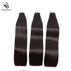 PU Tape In Hair Extensions Straight Double Drawn Tape In Hair 100% Virgin Hair Nature Black #1B