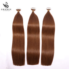 PU Tape In Hair Extensions Straight Double Drawn Tape In Hair 100% Virgin Hair Dark Brown #4