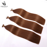 PU Tape In Hair Extensions Straight Double Drawn Tape In Hair 100% Virgin Hair Dark Brown #4