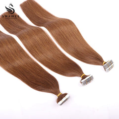 PU Tape In Hair Extensions Straight Double Drawn Tape In Hair 100% Virgin Hair Dark Brown #4