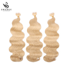 PU Tape In Hair Extensions Body Wave Double Drawn Tape In Hair 100% Virgin Hair Beach Blonde #613