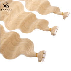 PU Tape In Hair Extensions Body Wave Double Drawn Tape In Hair 100% Virgin Hair Beach Blonde #613