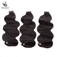 PU Tape In Hair Extensions Body Wave Double Drawn Tape In Hair 100% Virgin Hair Nature Black #1B