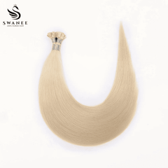 Flat Tip Pre Bonded Hair Extensions 100% Real Human Hair Platinum Blonde #60