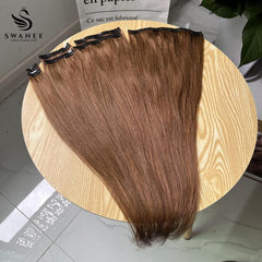 PU Clip Hair Extensions Straight Clip Hair Extensions Natural Brown #4
