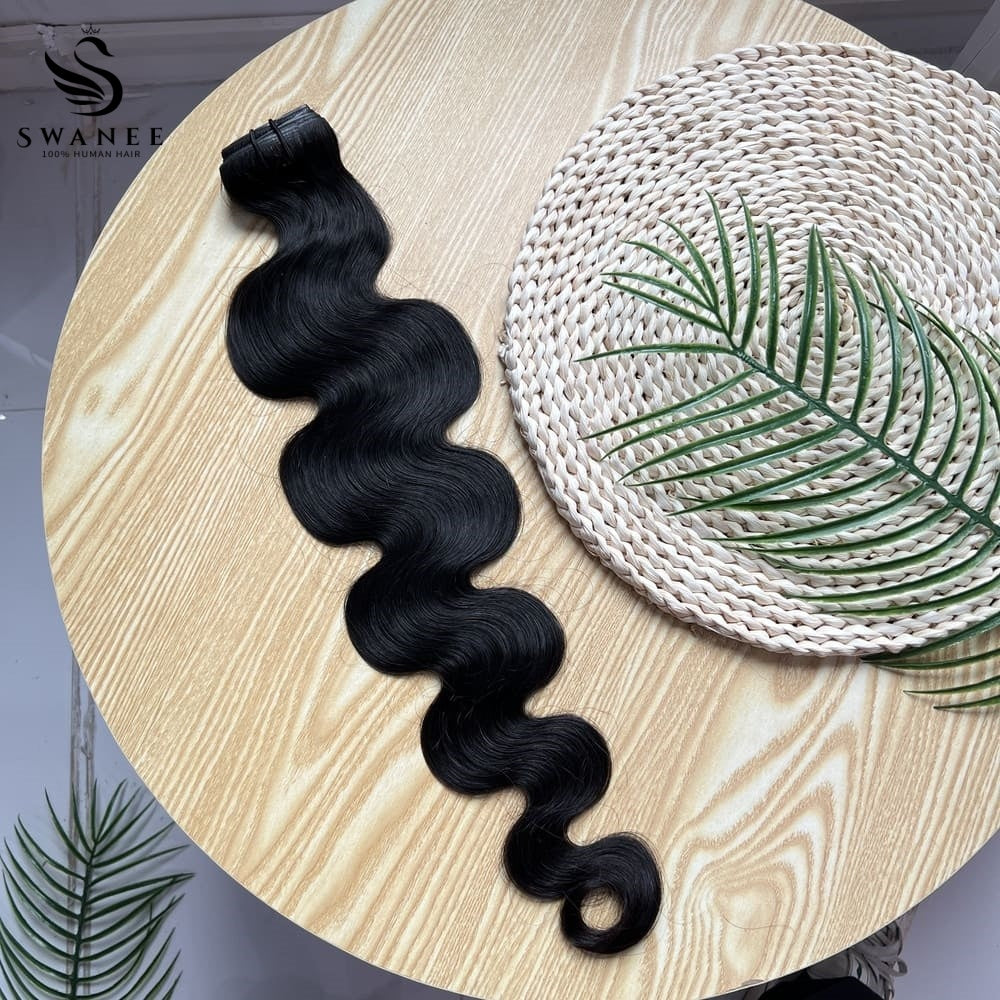 PU Clip Hair Extensions Body Wave Clip Hair Extensions Natural Black #1B