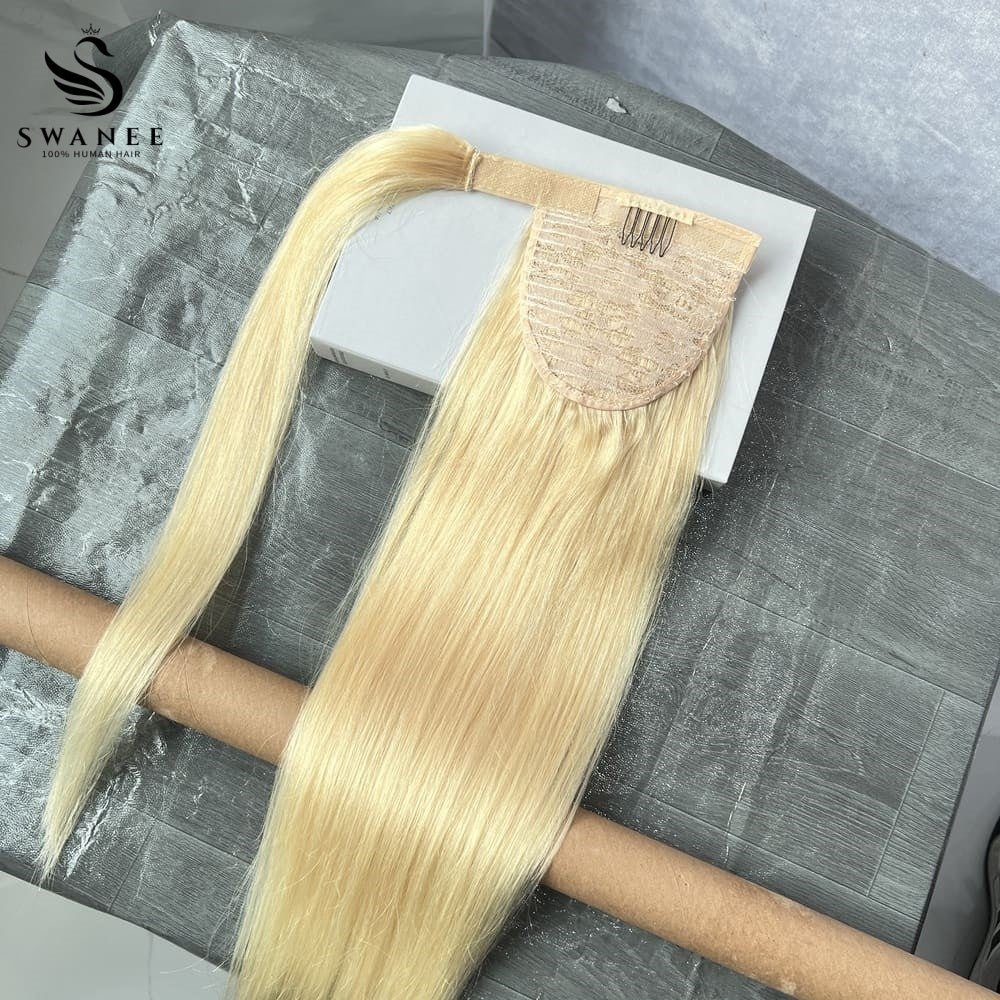 100% Human Hair Ponytail Extensions Straight #613 Blonde
