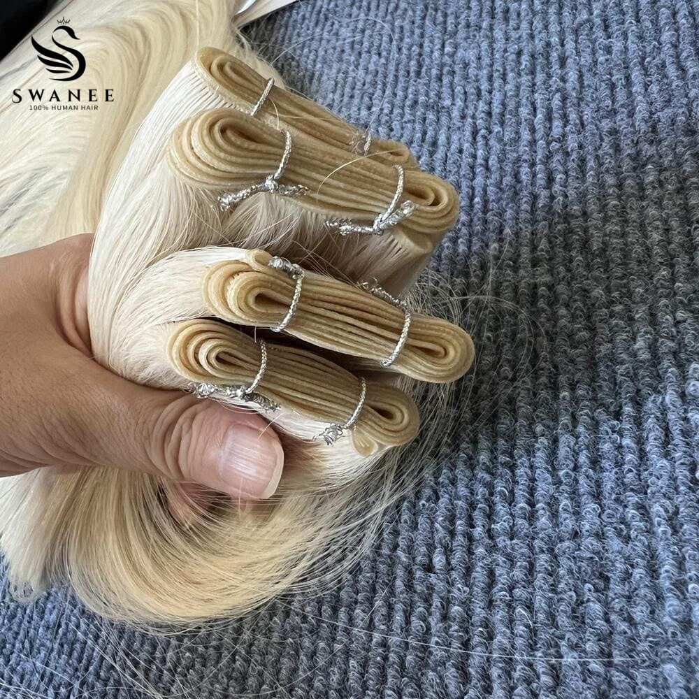 Genius Weft Hair Extensions 100% Remy Human Hair Light Blonde #60