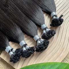 Flat Tip Pre Bonded Hair Extensions 100% Real Human Hair #1B Nature Black