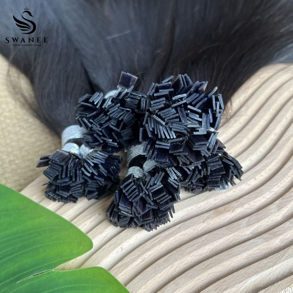 Flat Tip Pre Bonded Hair Extensions 100% Real Human Hair #1B Nature Black