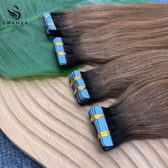 PU Tape In Hair Extensions 100% Remy Human Hair #T1B/30 Color