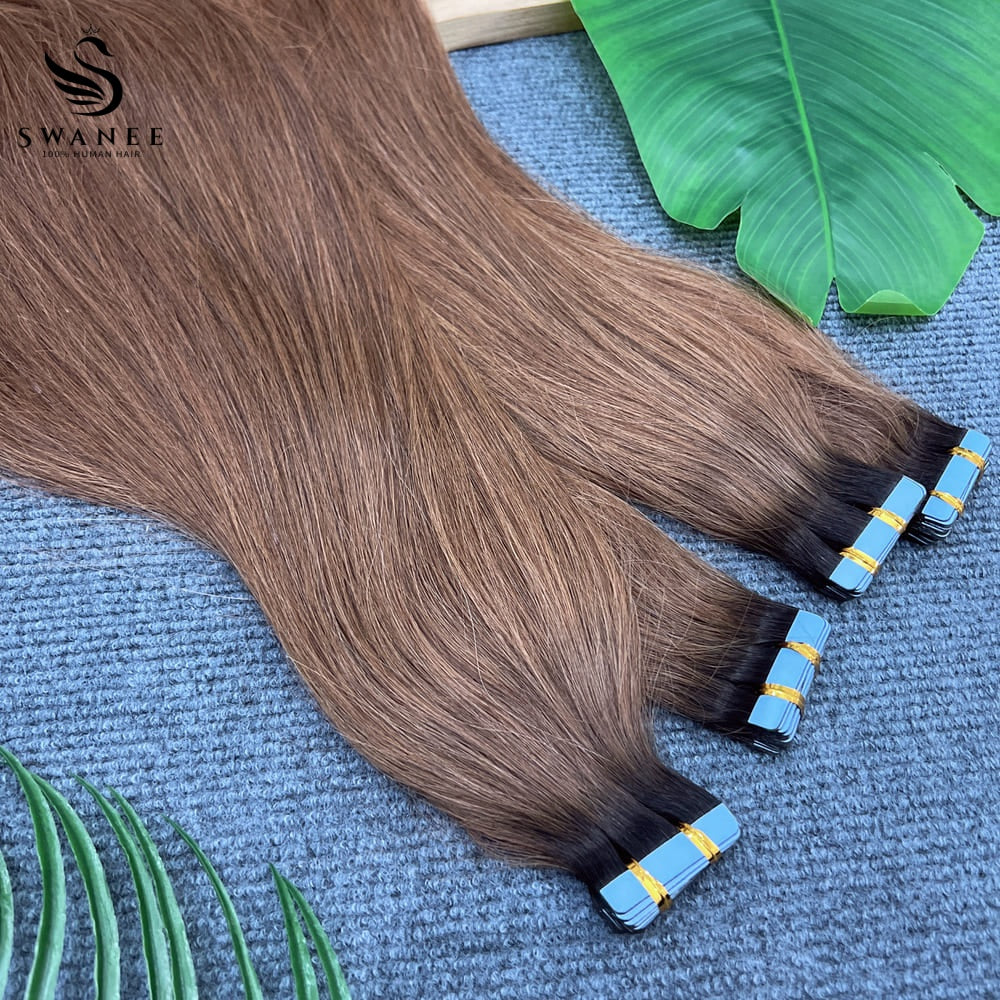 PU Tape In Hair Extensions 100% Remy Human Hair #T1B/30 Color
