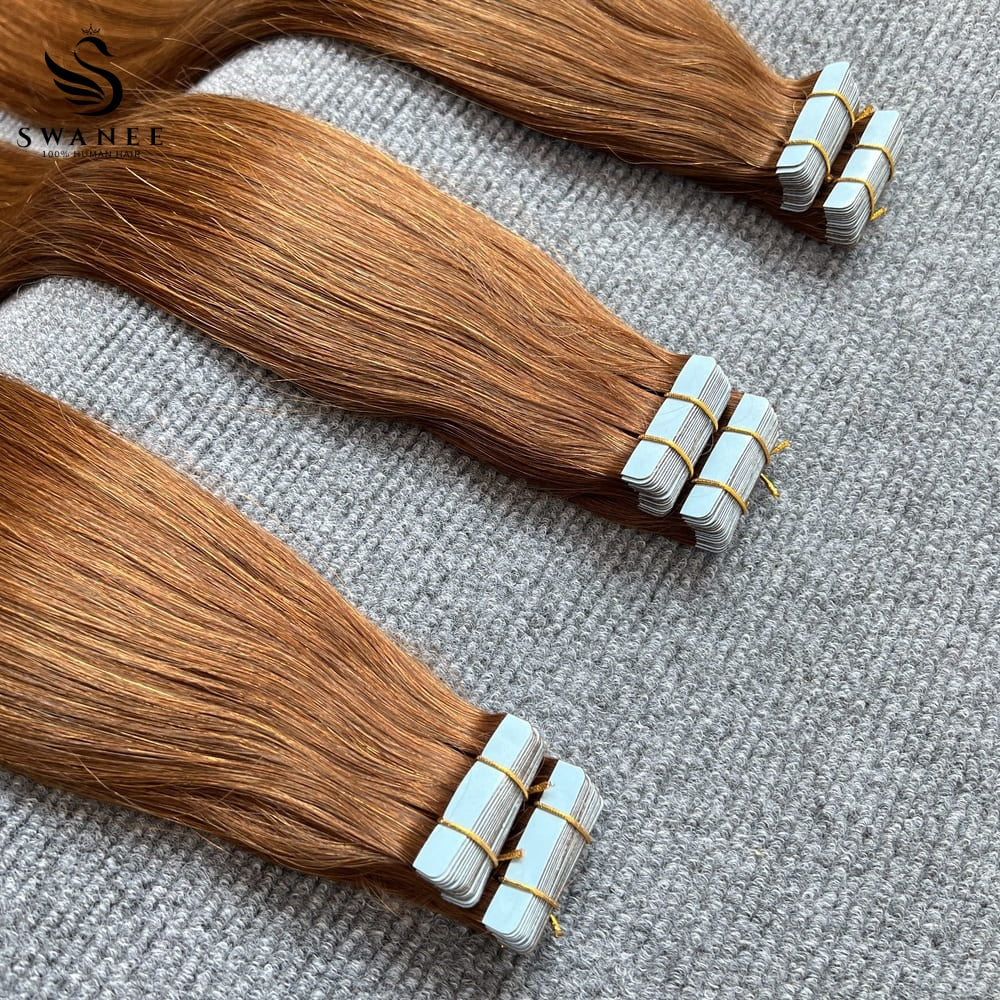 PU Tape In Hair Extensions 100% Remy Human Hair #30 Color