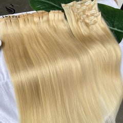 PU Clip Hair Extensions Straight Clip Hair Extensions Blond #613