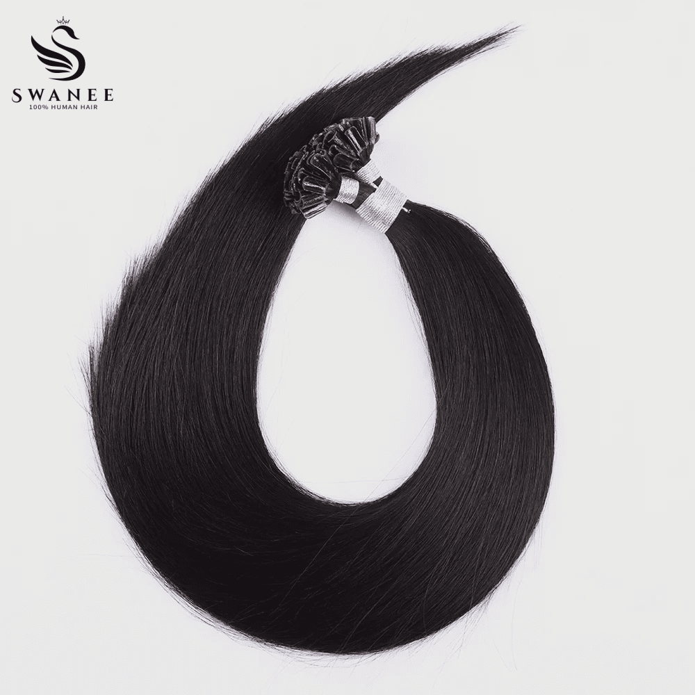 U Tip Keratin Bond Hair Extensions 100% Real Human Hair Natural Black #1B