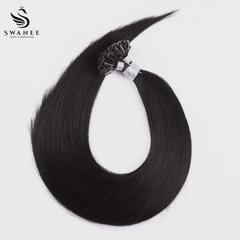 U Tip Keratin Bond Hair Extensions 100% Real Human Hair Natural Black #1B