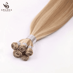 Hand-tied Weft Hair Extensions 100% Human Hair Highlight Blonde P18/613